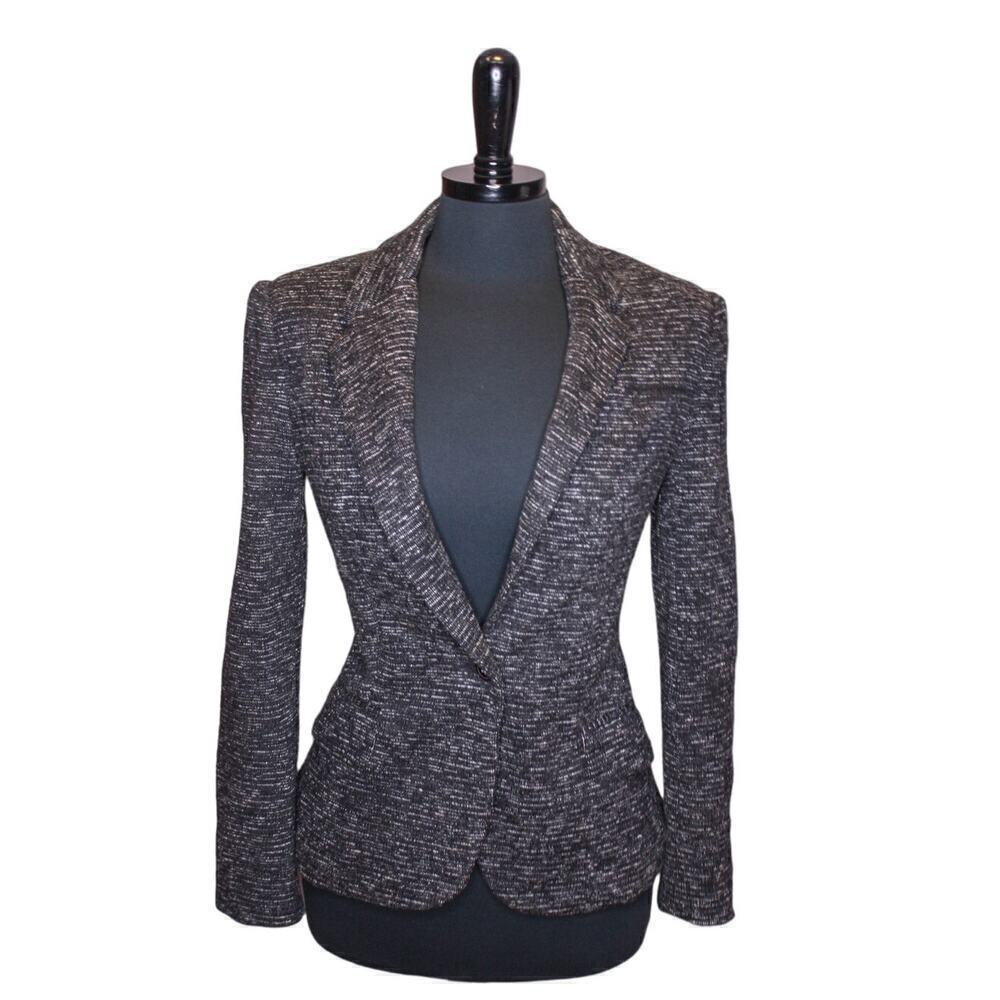Cartonnier Anthropologie Blazer Charcoal Gray White Thick Knit Size S